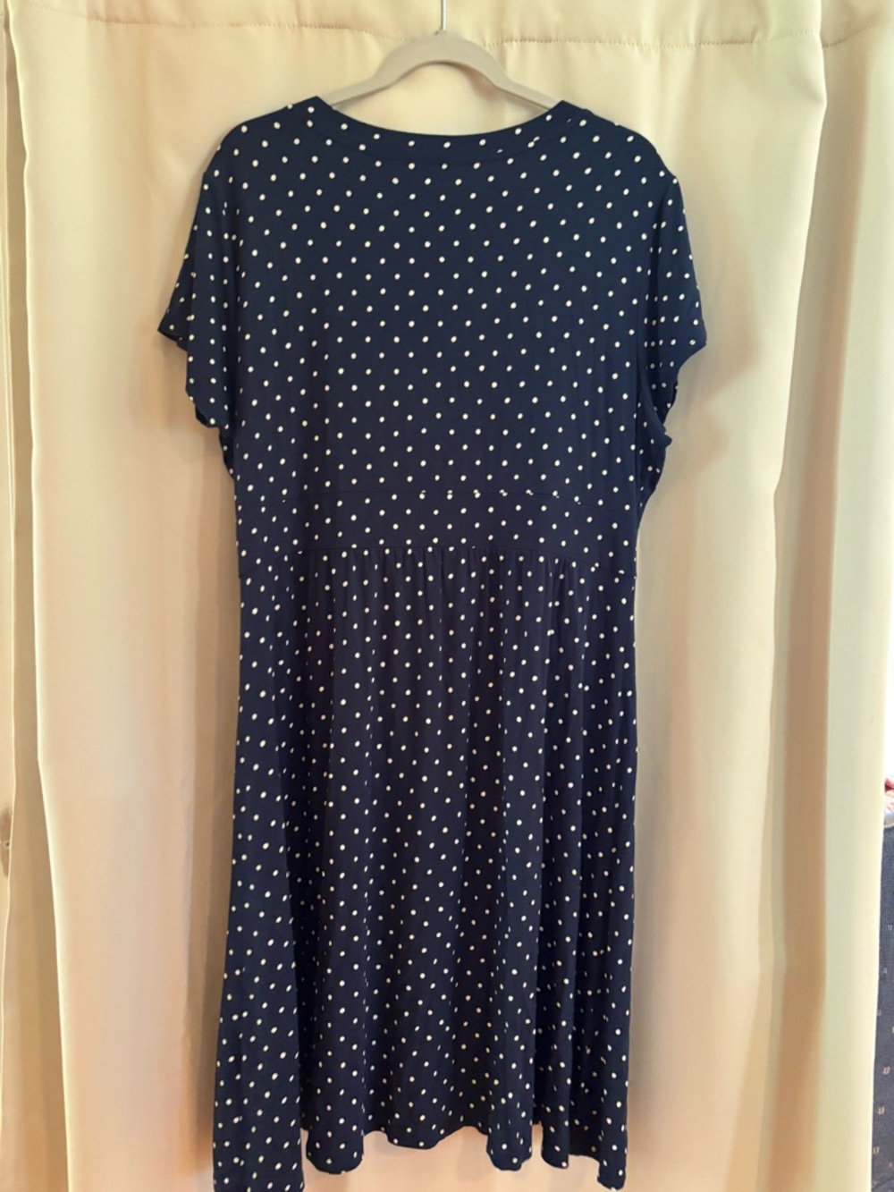 L.L. Bean Navy with White Polka Dot Dress Petite - Picture 5 of 6